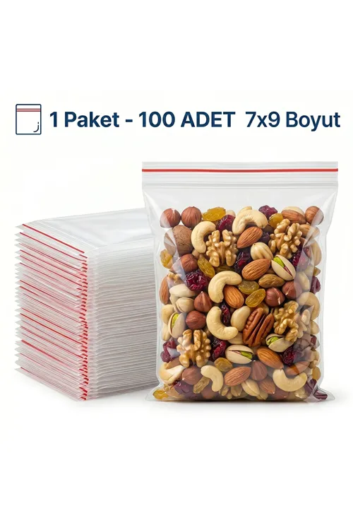Kilitli Poşet 7x9 100 Adet Kuruyemiş-Turşu vs Paketi