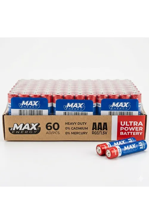 Zmax Energy MAX-0636 AAA Çinko İnce Kalem Kumanda Pili 60'lı