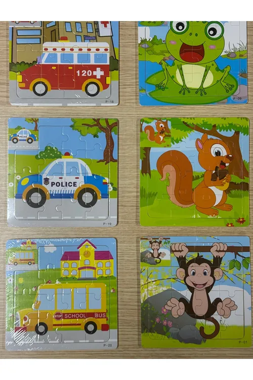 6 Parça Ahşap Puzzle Seti Eğitici Zeka Geliştirici Set