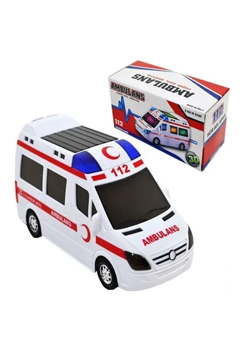 Oyuncak Büyük Boy Ambulans Pilli Sesli Işıklı Ambulans 112 Acil Araba