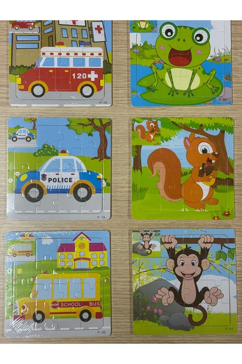 6 Parça Ahşap Puzzle Seti Eğitici Zeka Geliştirici Set
