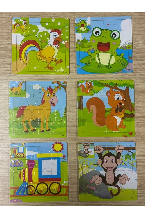 6 Parça Ahşap Puzzle Seti Eğitici Zeka Geliştirici Set