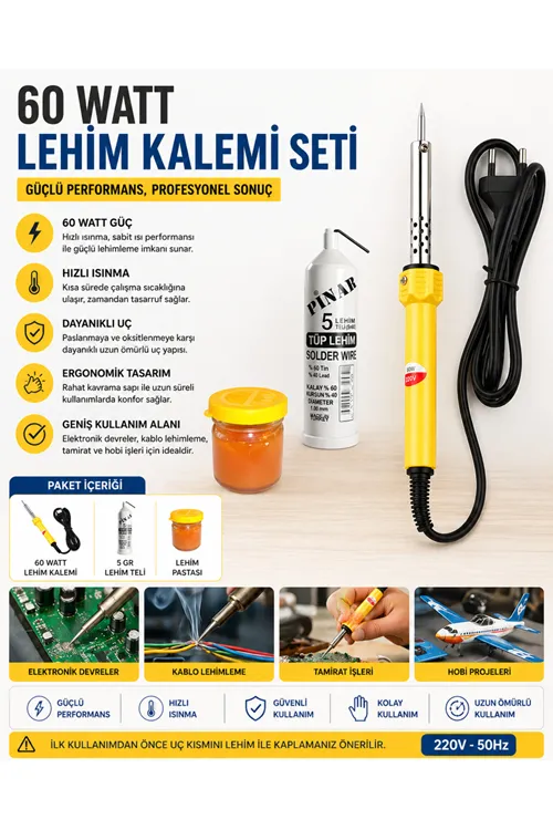 60w Profesyonel Lehim Makinesi Kalem Havya+ Leyim Teli+ Pasta M322