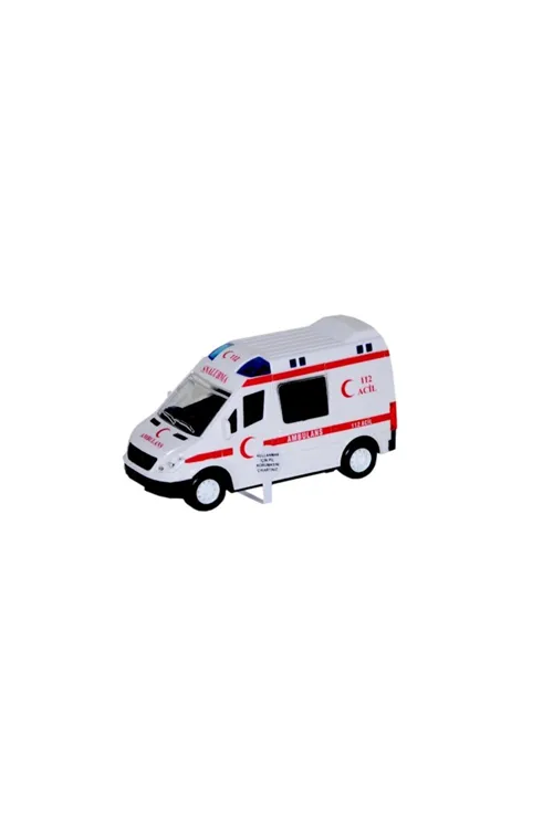 CNL-9999 Işıklı Sesli Pilli Ambulans - Beyaz Renk