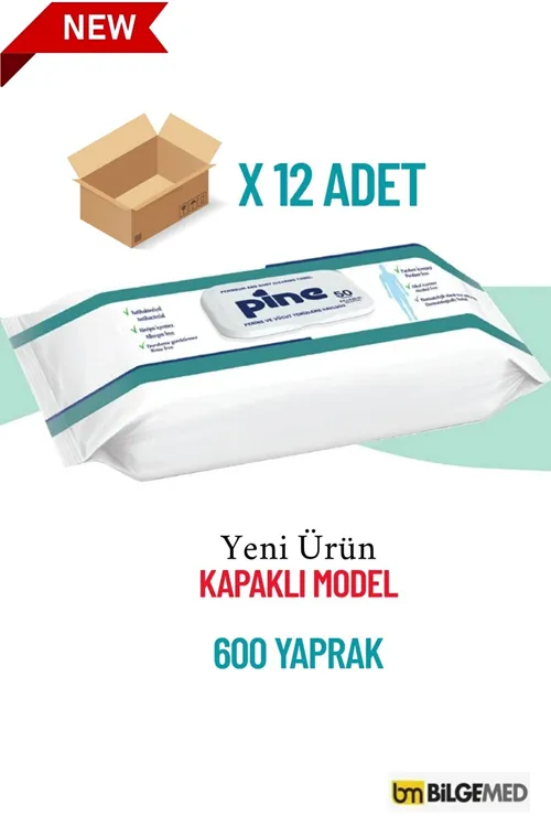 Perine Ve Vücut Temizleme Mendili Alkolsüz 50'lix 12 Adet
