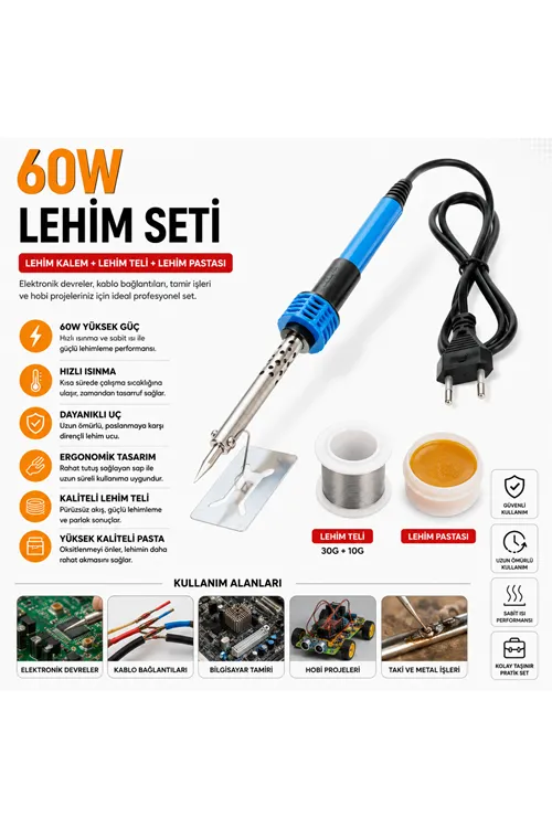 60w Profesyonel Lehim Makinesi Kalem Havya+ Leyim Teli+ Pasta M322