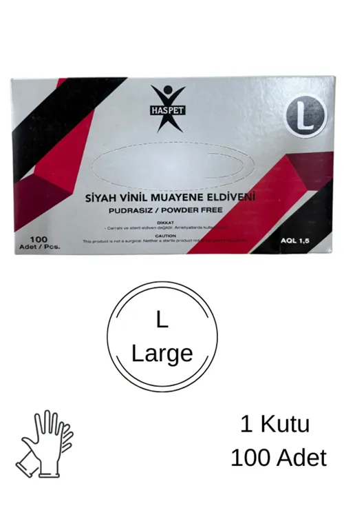Siyah Vinil Eldiven L Beden 2 Adet