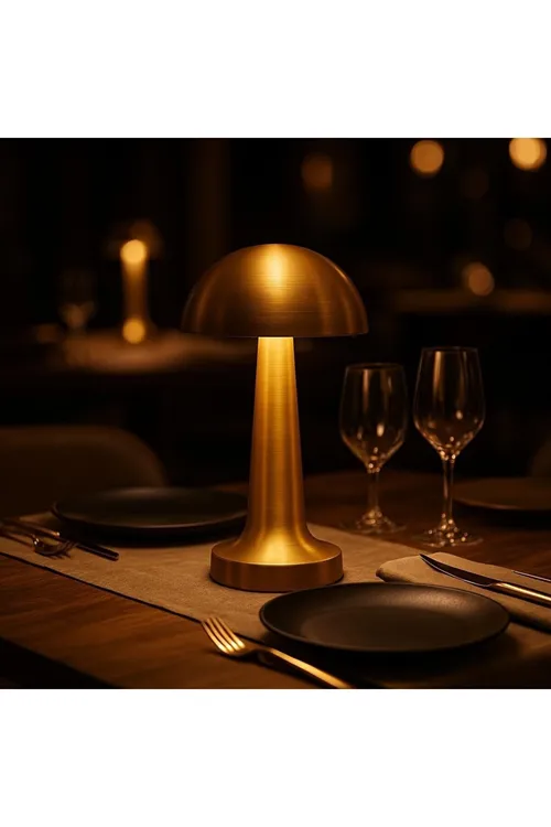 Mantar Masa Lambası Gold Şarjlı Dokunmatik 3 Renk Ayarlanabilir