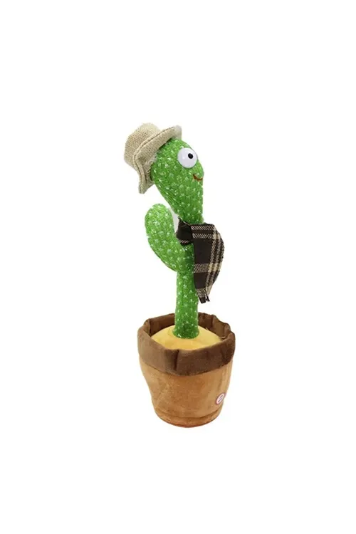 ÖZEL SERİ Konuşan Dans Eden, Müzikli Işıklı Saksı Kaktüs Peluş Oyuncak