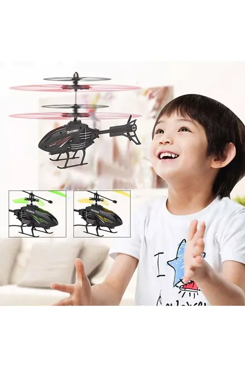 Lh-1804 El Sensörlü Usb Şarjlı Uçan Helikopter 20 Cm Karışık Renk( Sarı Yeşil Kırmızı)
