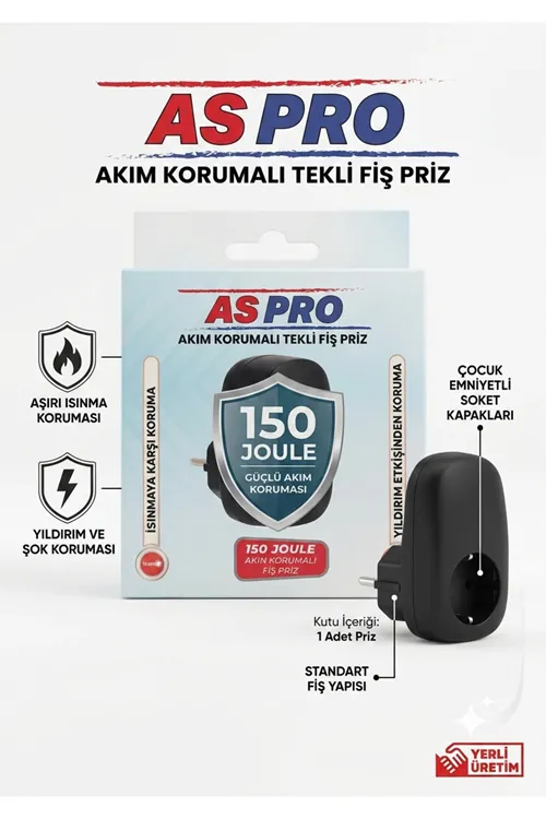 Tüm Elektronik Ürünler İçin Akım Korumalı Priz 16A-220V - Televizyon - Buzdolabı - Çamaşır Makinası - Fırın