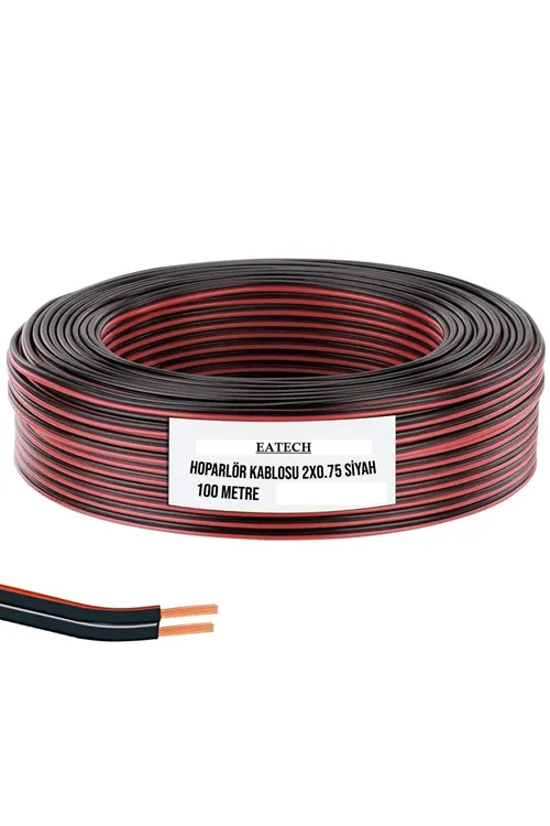 YILTECH Siyah Kordon 2x0.75mm 100 Metre Garantili Yüksek Kalite Cca Kablo Hoparlör Kablo Zayıf Akım