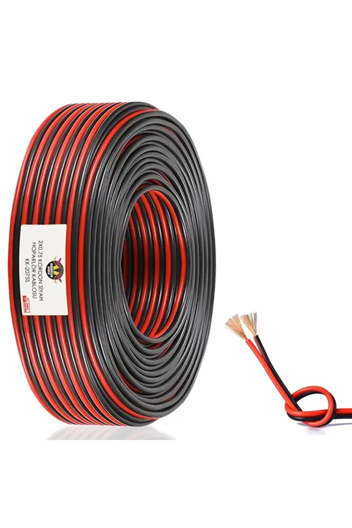 YILTECH Siyah Kordon 2x0.75mm 100 Metre Garantili Yüksek Kalite Cca Kablo Hoparlör Kablo Zayıf Akım