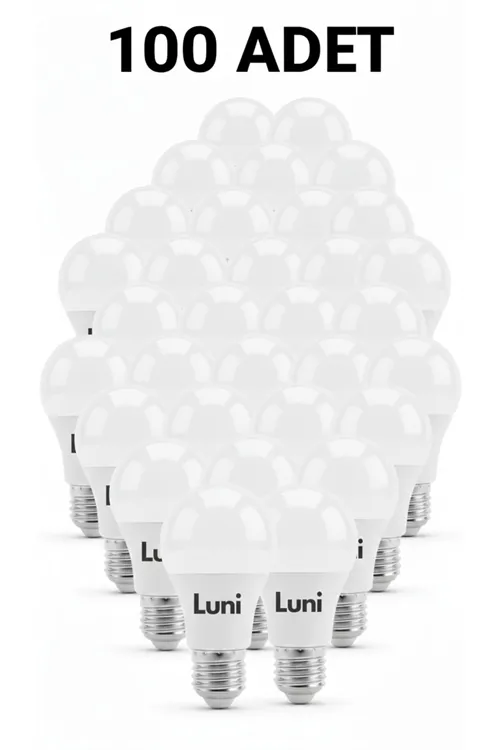 100 ADET Tasarruflu Led Ampul Beyaz E27 9w Lamba