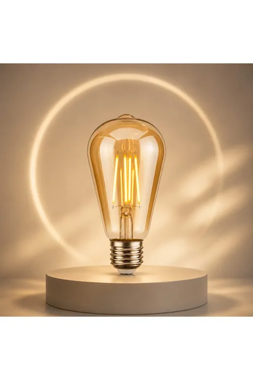 ST6 LED Filament Ampul 6W 2700K Amber Cam – Sarı Işık – 600 Lümen