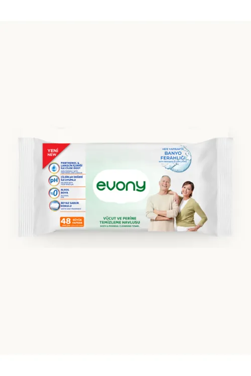 VÜCUT VE PERİNE TEMİZLİME HAVLUSU 48 BÜYÜK YAPRAK XXL