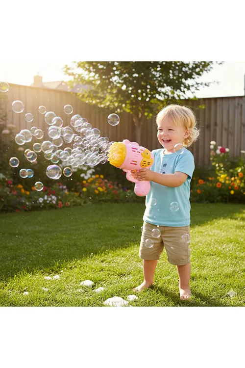 Köpük Atan Tabanca Oyuncağı Çok Delikli Pilli 23 Delikli Bubble Gun