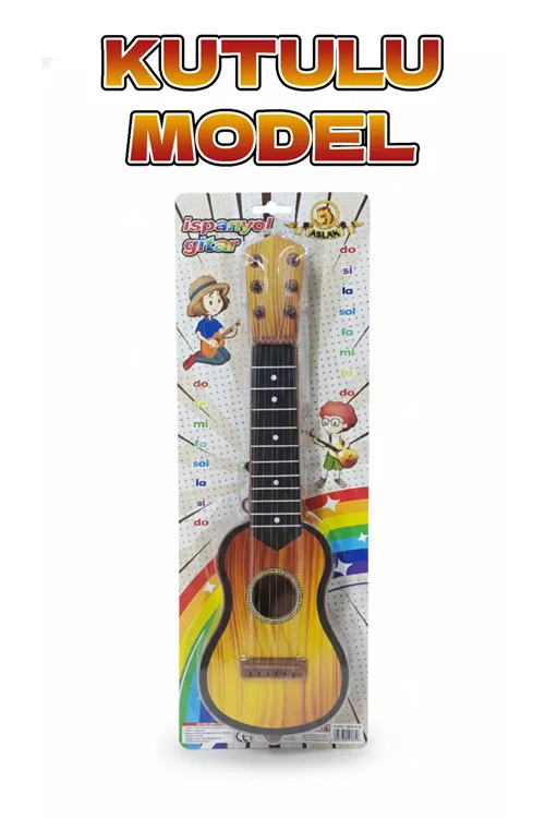 Klasik Kahverengi Oyuncak Ispanyol Gitar 6 Telli Akort Edilebilir 48 Cm
