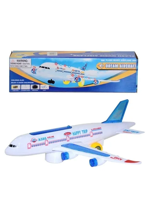 Pilli Işıklı Sesli Uçak Airbus Pilli Oyuncak sdgnh 1038993