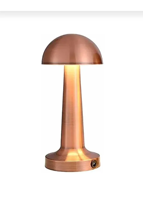 Bakır (ROSE GOLD) Renkli Mantar Dokunmatik Şarjlı Mantar Masa Lambası