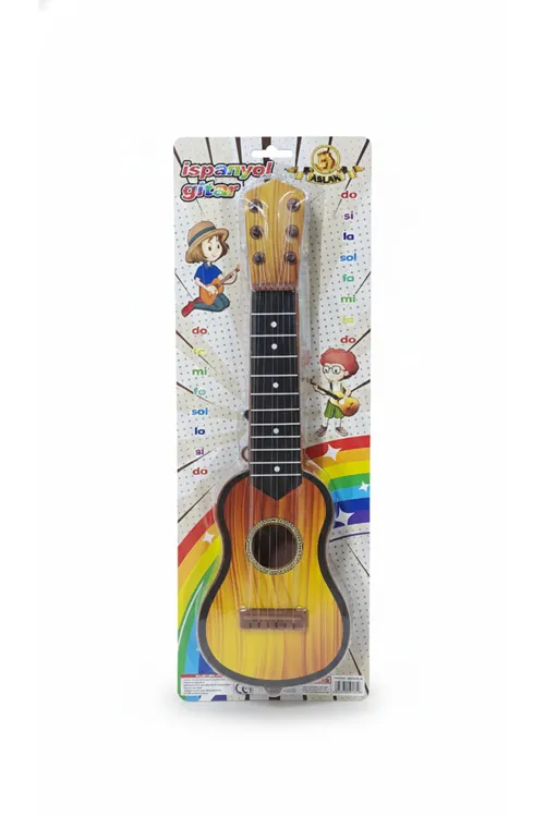 Klasik Kahverengi Oyuncak Ispanyol Gitar 6 Telli Akort Edilebilir 48 Cm