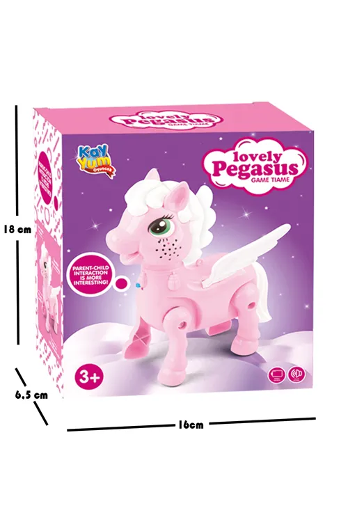Işıklı Sesli Pilli Yürüyen At Oyuncağı Pony Oyuncağı Pembe ve Mavi