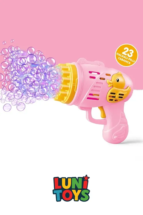 Köpük Atan Tabanca Oyuncağı Çok Delikli Pilli 23 Delikli Bubble Gun