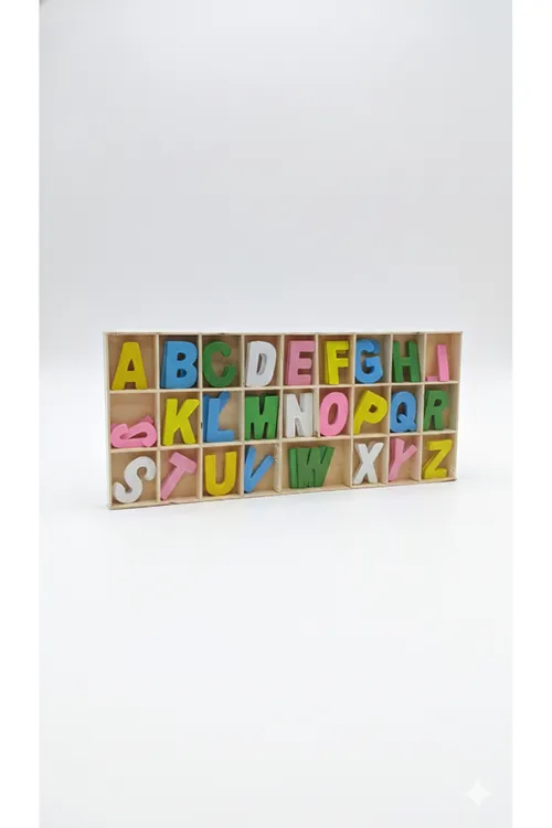 Ahşap Puzzle Alfabe Harfleri Öğrenme Eğitici Bul Tak- Yap Boz Oyuncak