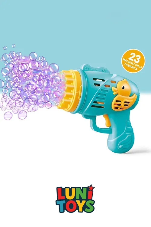 Köpük Atan Tabanca Oyuncağı Çok Delikli Pilli 23 Delikli Bubble Gun