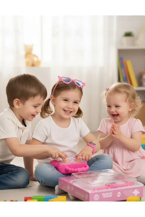 Piyano Kol Saati ve Gözlük 3 Parça Eğitici Oyuncak Pembe Kız Çocuklar