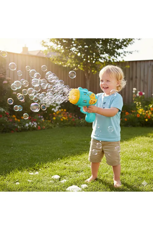 Köpük Atan Tabanca Oyuncağı Çok Delikli Pilli 23 Delikli Bubble Gun