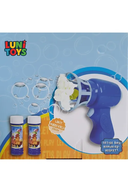 Köpük Atan Tabanca Mavi Çok Delikli Bubble Gun Oyuncak Pilli