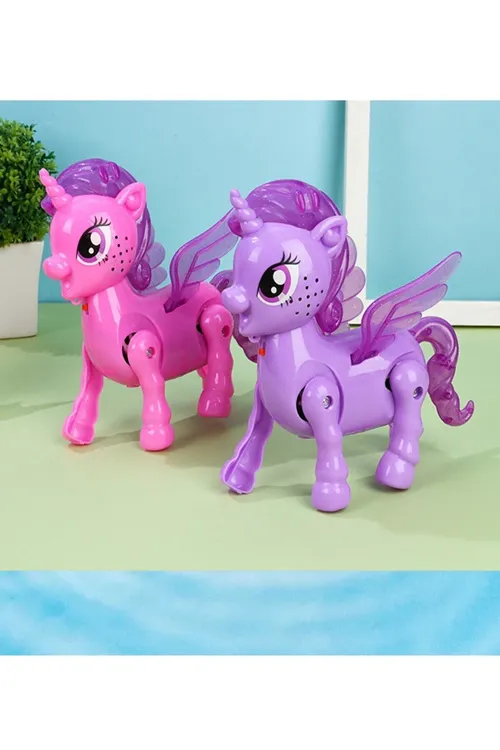 Pembe Unicorn Oyuncak Bebeklerin Emekleme Arkadaşı Sesli Işıklı Yürüyen Unicorn Oyuncak 1 Adet