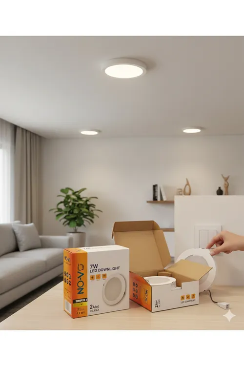 Novo 6 Watt LED Spota Uyumlu 7WATT IŞIK LED Spot Beyaz Kasa Günışığı ( 3000K ) (Delik Çapı 8 Cm)