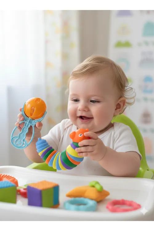 Esnek Tırtıl + El Çıngırağı Bebek Gelişim Oyuncak Seti