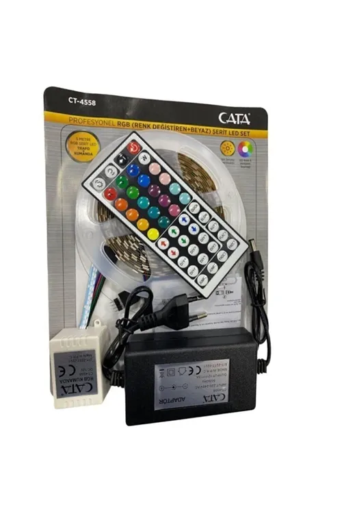 RGB ŞERİT LED SETİ 15 RENK (5 MT RGB ŞERİT+TRAFO+RGB KUMANDA)
