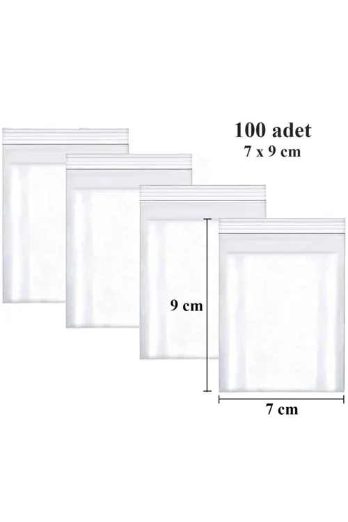 Kilitli Torba Şeffaf Poşet 7x9 Cm 100 Adet Kına Çerez Kuruyemiş Naylonu