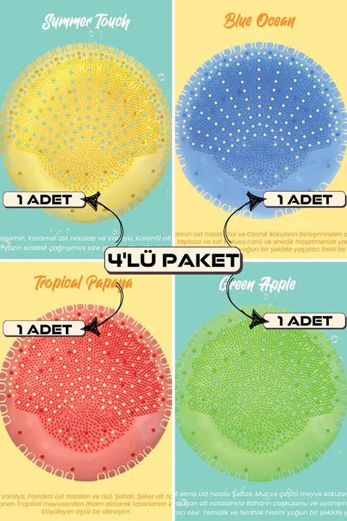 Çok Amaçlı Koku Giderici 4'lü Paket - Pisuvar, Lavabo, Banyo Koku Giderici - Koku Süzgeci