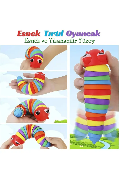 1 Adet Sevimli Tırtıl Oyuncak Stres Giderici Sevimli Rengarenk Anti Stres Solucan Sök Tak