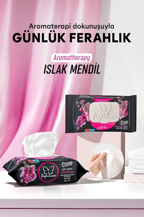 Premium Aromaterapi Islak Mendil pH Dengeli Extra Yumuşak Alkolsüz 100x6 – 600 Yaprak