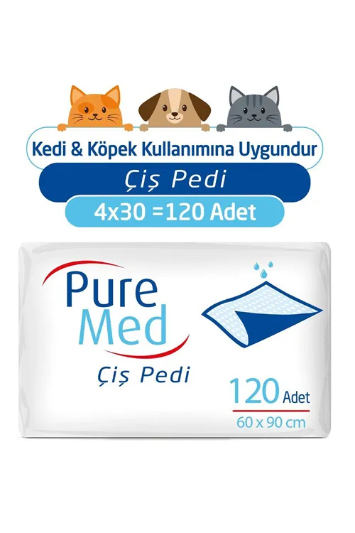 60x90 Cm Kedi Köpek Çiş Pedi 30'lu X 4 Paket (120 Adet)