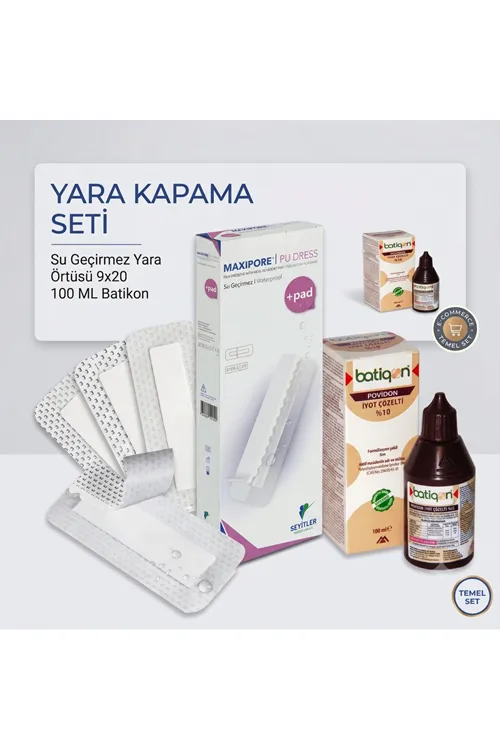 Şeffaf Su Geçirmez Pedli Yara Örtüsü 9x20 25 Adet ve 100 ML Batikon 1 Adet