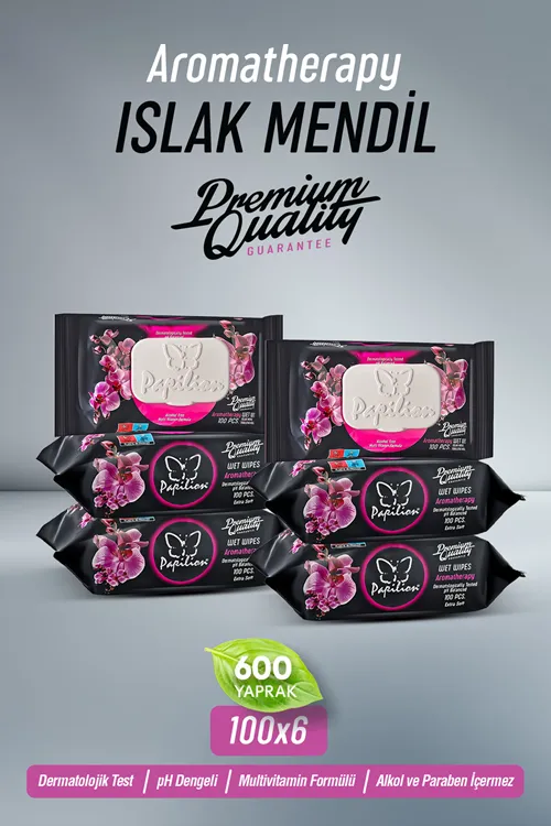 Premium Aromaterapi Islak Mendil pH Dengeli Extra Yumuşak Alkolsüz 100x6 – 600 Yaprak