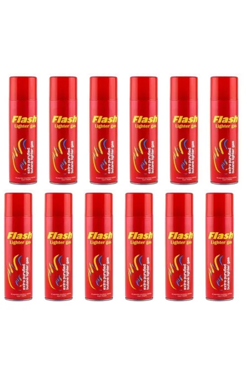 Flash Lighter Çakmak Gazı 270 ml 12 Adet Parlı 8699621150502
