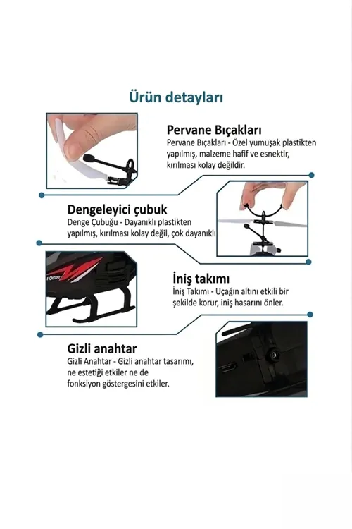 1. Kalite El Sensörlü Uzaktan Kumandalı Helikopter Şarj Edilebilir 20 Cm.