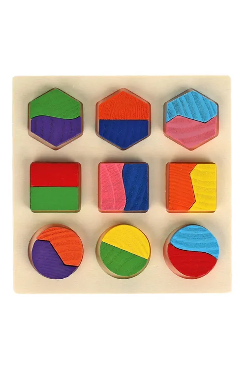 Doğal Ahşap Eğitici Oyuncak Montessori Geometrik Şekiller  Bultak Oyun Seti