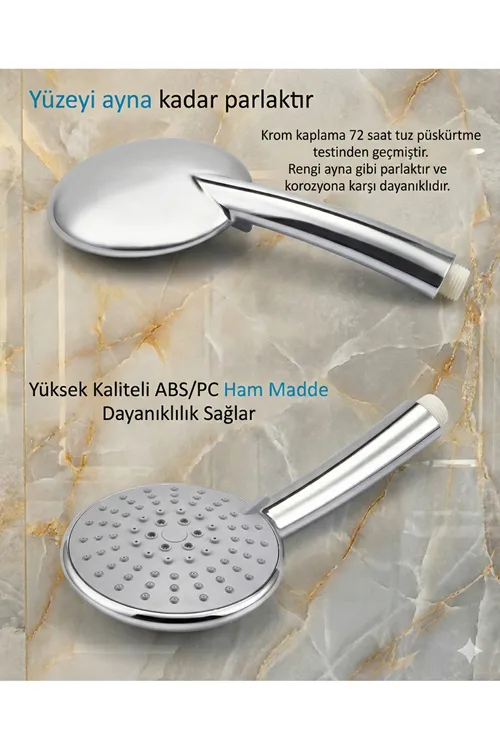 Duş Başlığı Seti 5 Fonksiyon | Büyük Duş Başlığı, Duş başlık Hortumu + Vidalı Duş Başlık Askısı