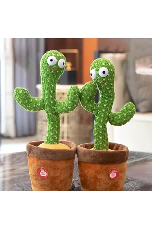 Dans Eden Konuşan Kaktüs Saksı Müzikli Pilli Işıklı Peluş Kaktüs