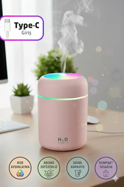 300 ml Ultrasonik Ledli Hava Nemlendirici Buhar Makinesi Ve Aroma Difüzörü