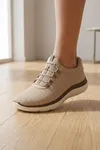 Bej Kadın Günlük Sneaker Yazlık Fileli Spor Ayakkabı